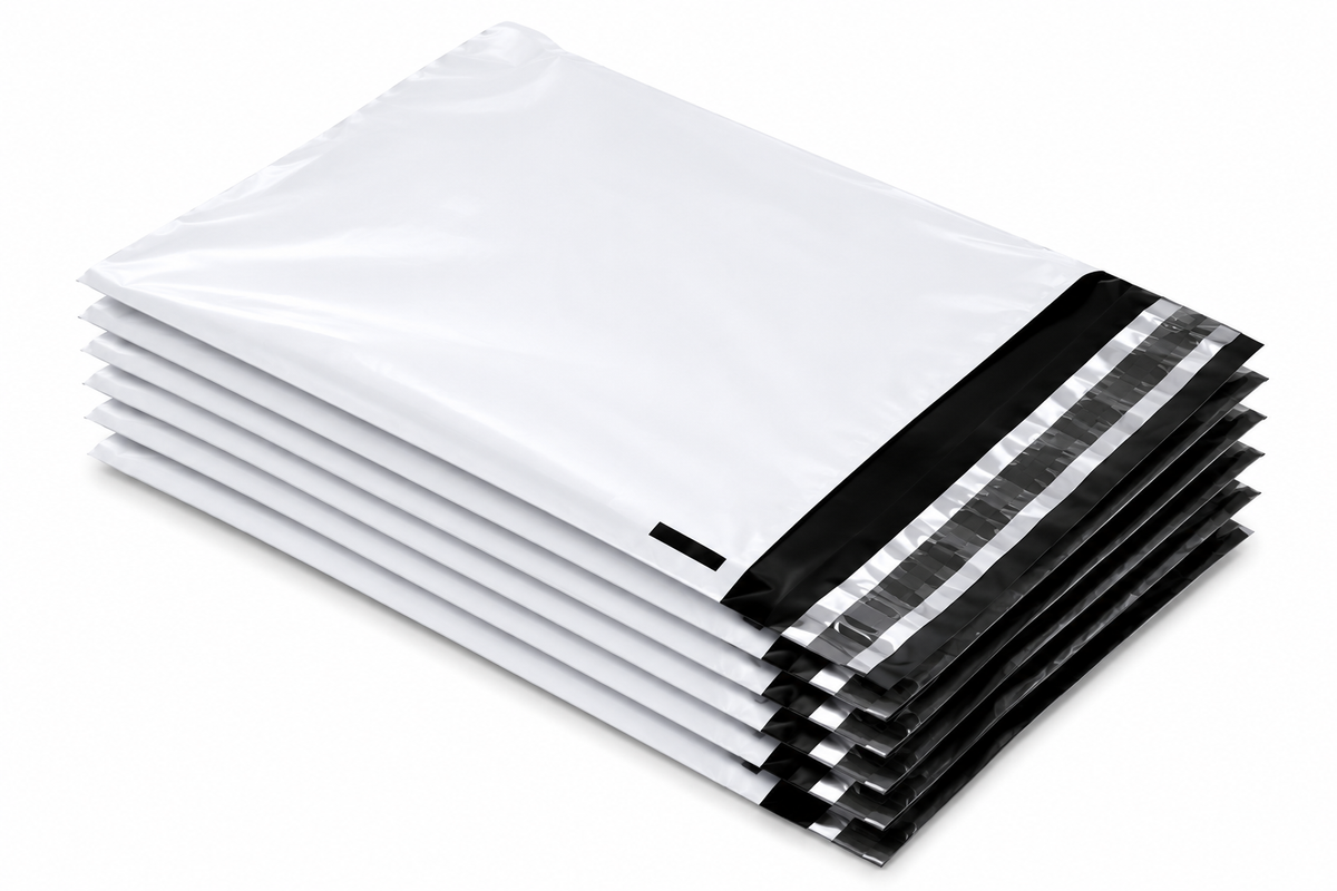E3-PACK Versandtaschen 350 x 450 + 50 mm – Weiße LDPE Coex Folie 60 µm – Selbstklebend, Blickdicht & Reißfest
