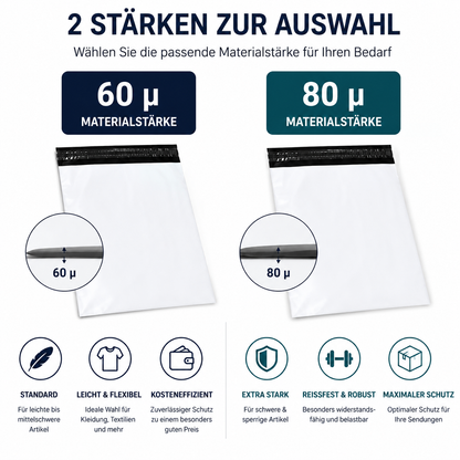 E3-PACK Versandtaschen 350 x 450 + 50 mm – Weiße LDPE Coex Folie 60 µm – Selbstklebend, Blickdicht & Reißfest