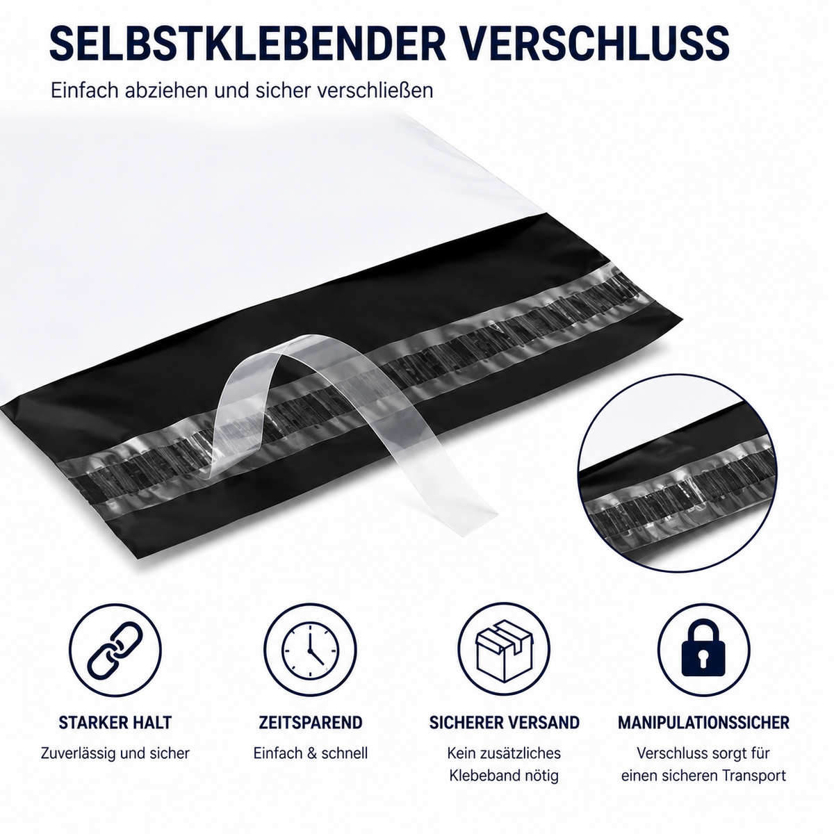E3-PACK Versandtaschen 350 x 450 + 50 mm – Weiße LDPE Coex Folie 60 µm – Selbstklebend, Blickdicht & Reißfest