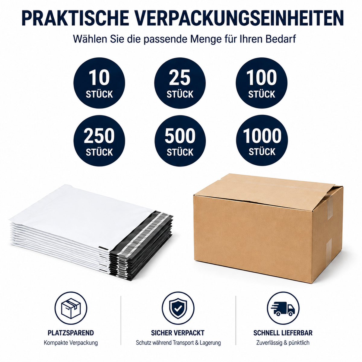 E3-PACK Versandtaschen 350 x 450 + 50 mm – Weiße LDPE Coex Folie 60 µm – Selbstklebend, Blickdicht & Reißfest