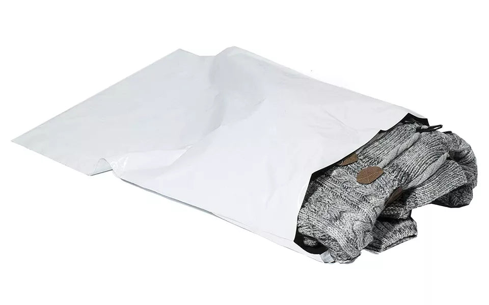 E3-PACK Weiße Versandtaschen 450 x 550 + 50 mm – LDPE Coex Folie 60 µm – Selbstklebende Versandbeutel, Blickdicht & Reißfest